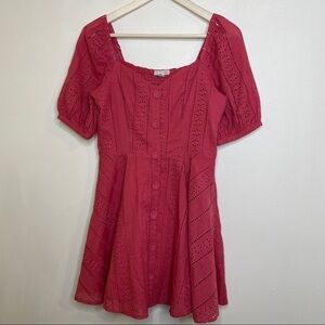 Gianna Bini Eyelet Puff Short Sleeve Mini Dress